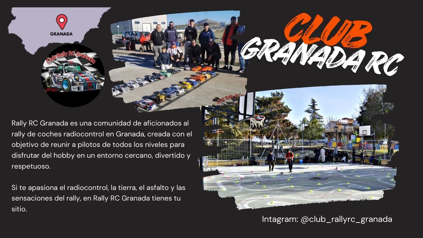 Rally RC Granada es una comunidad de aficionados al rally de coches radiocontrol en Granada, creada con el objetivo de reunir a pilotos de todos los niveles para disfrutar del hobby en un entorno cercano, divertido y respetuoso.

Si te apasiona el radiocontrol, la tierra, el asfalto y las sensaciones del rally, en Rally RC Granada tienes tu sitio.