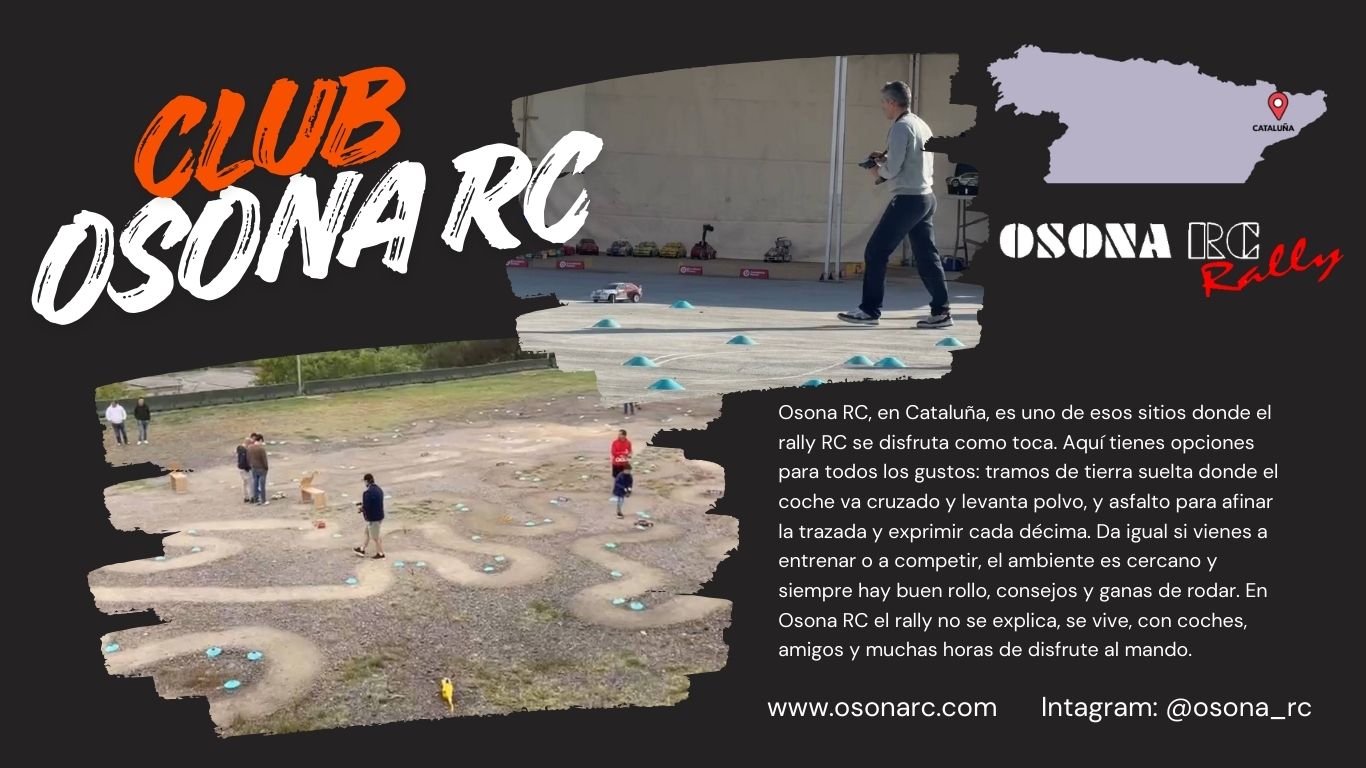 Osona RC, en Cataluña, es uno de esos sitios donde el rally RC se disfruta como toca. Aquí tienes opciones para todos los gustos: tramos de tierra suelta donde el coche va cruzado y levanta polvo, y asfalto para afinar la trazada y exprimir cada décima. Da igual si vienes a entrenar o a competir, el ambiente es cercano y siempre hay buen rollo, consejos y ganas de rodar. En Osona RC el rally no se explica, se vive, con coches, amigos y muchas horas de disfrute al mando.
